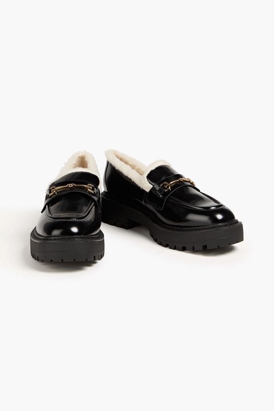 Laurs faux glossed-leather loafers