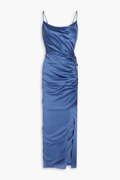 Natasha ruched silk-blend satin maxi dress