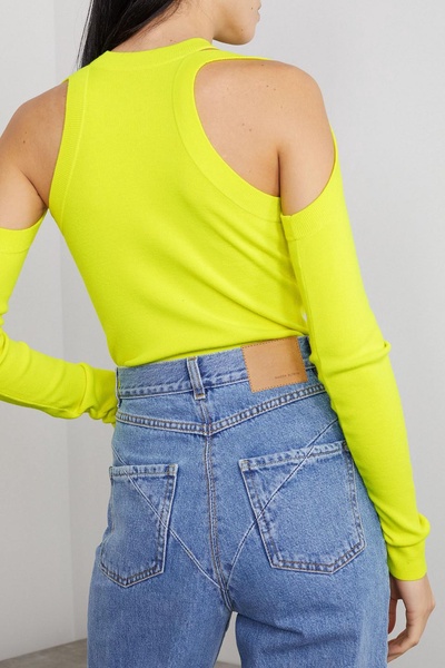 Cutout merino wool-blend top