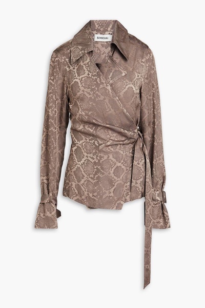 Milo snake-print satin-jacquard shirt