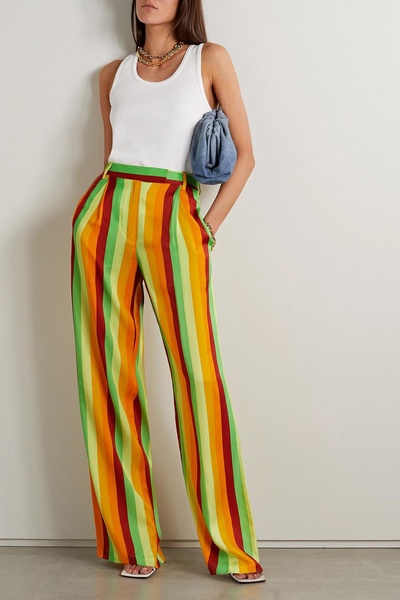 Striped twill wide-leg pants