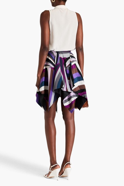 Printed silk crepe de chine mini skirt