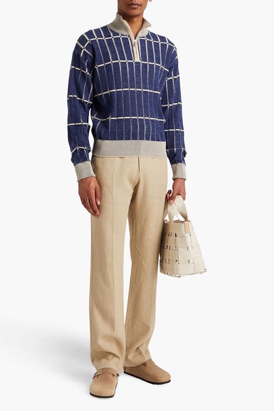 Malha jacquard-knit half-zip sweater