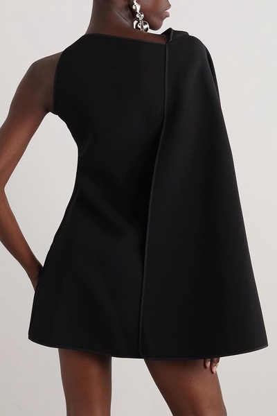 Prefix cape-effect one-shoulder crepe dress