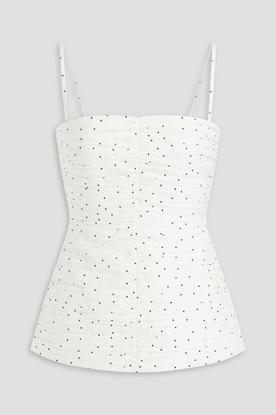 Vivian ruched polka-dot cotton-blend twill top