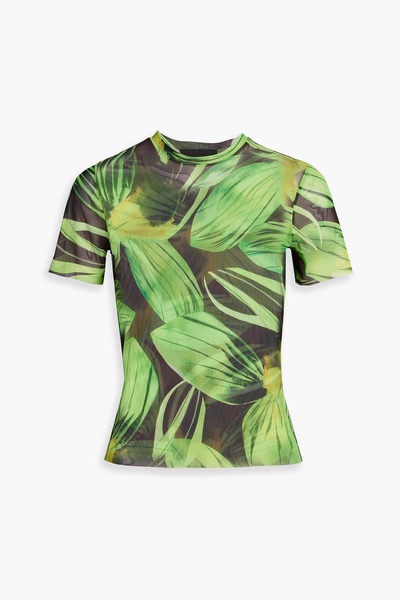 Printed stretch-mesh T-shirt