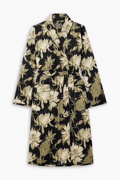 Belted floral-print cotton robe