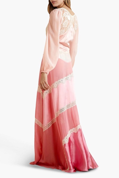 Kinsler paneled satin, chiffon and lace maxi dress