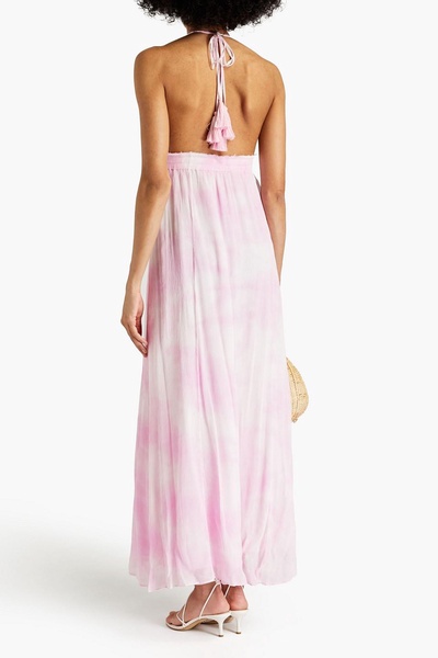 Livia tie-dyed silk-crepon halterneck maxi dress