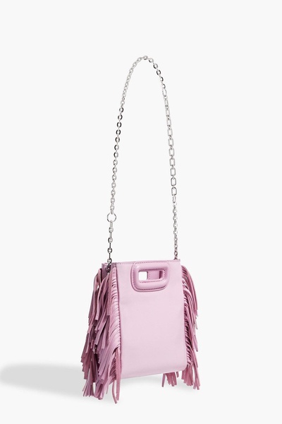 Fringed pebbled-leather shoulder bag