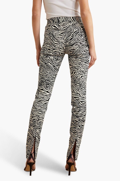 Zebra-jacquard stretch cotton-blend slim-leg pants