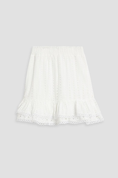 Nova tiered broderie anglaise cotton-blend mini skirt