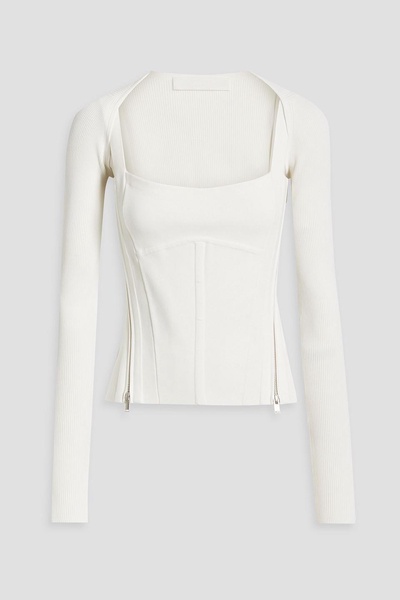 Layered ribbed stretch-jersey top