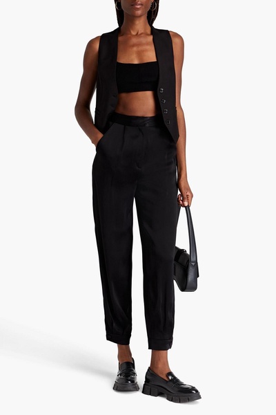 Satin-crepe tapered pants