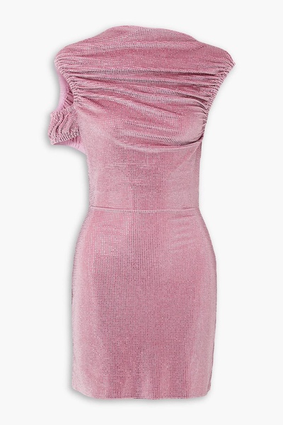 Bubblegum cutout crystal-embellished velvet mini dress