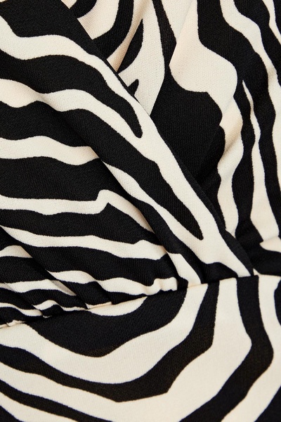 Mariana wrap-effect ruched zebra-print jersey mini dress