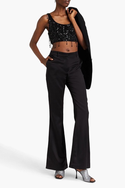 Karlena cropped embellished jersey top