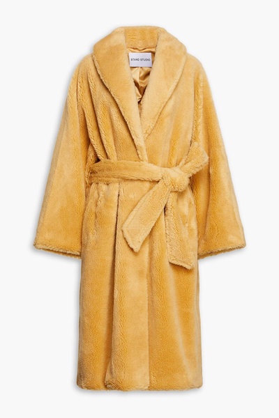 Zoey belted faux shearling coat