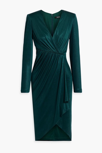 Wrap-effect draped satin-jersey dress