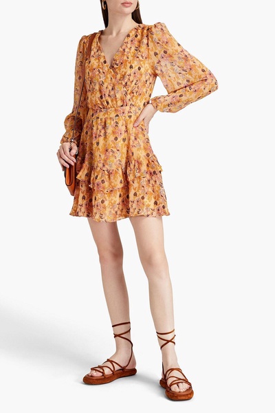 Mishka wrap-effect printed crepon mini dress