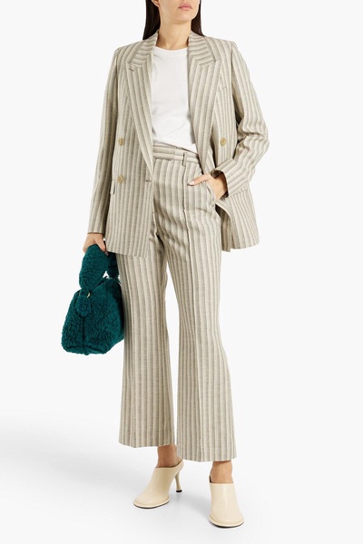 Striped wool and cotton-blend tweed flared pants