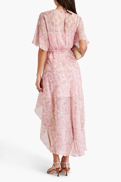 Belted paisley-print crepon maxi dress