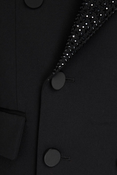 Double-breasted crystal-embellished wool-blend twill blazer