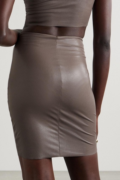 Faux stretch-leather mini skirt