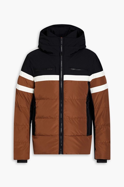 Abelban quilted striped hooded ski jacket