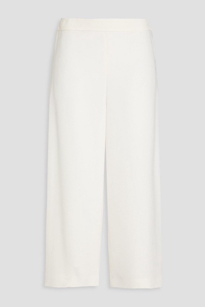 Cropped silk-crepe wide-leg pants