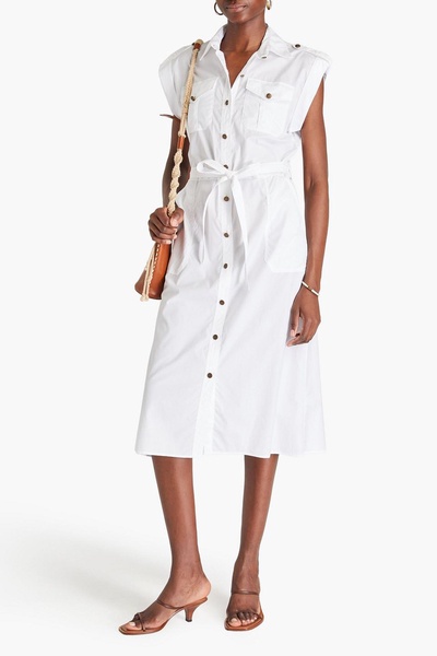 Roxanne belted cotton-poplin midi dress