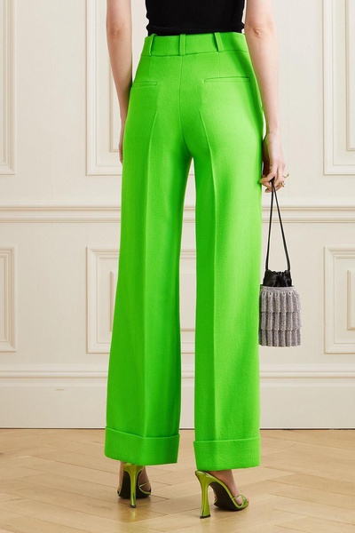 Wool-crepe wide-leg pants