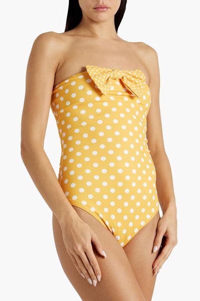 Evanna bow-embellished polka-dot bandeau swimsuit