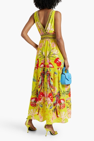 Crystal-embellished silk crepe de chine maxi dress