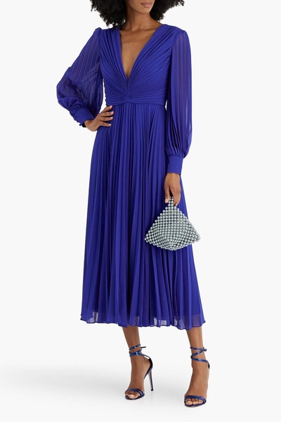 Pleated-chiffon midi dress