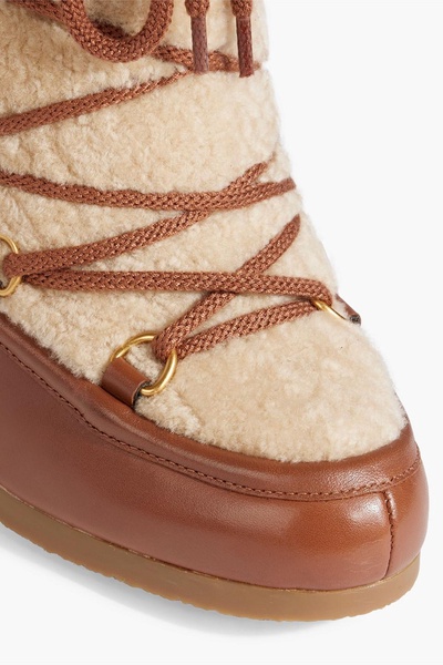 Elfred leather and shearling wedge boots