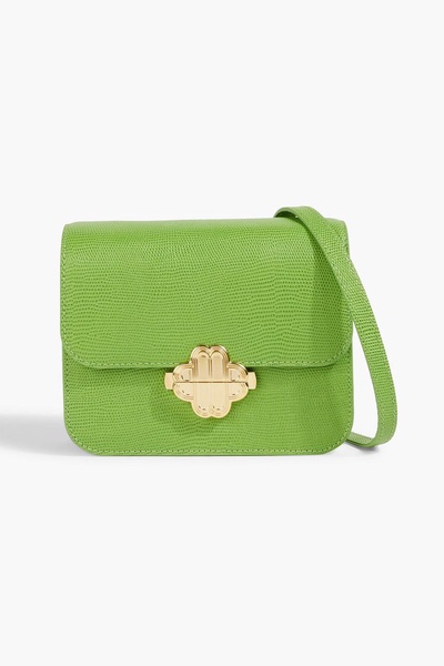 Lizard-effect leather cross-body bag