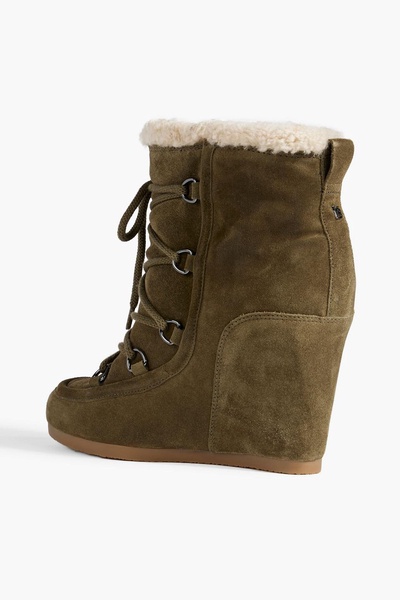 Elfred lace-up shearling wedge ankle boots