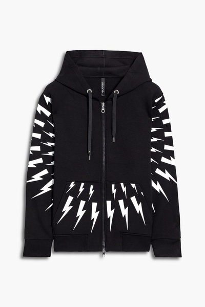 Printed neoprene zip-up hoodie