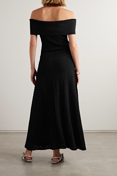 Bardot off-the-shoulder jacquard-knit maxi dress