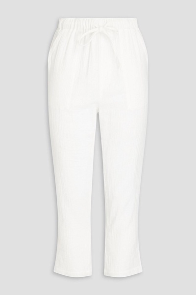 Cropped cotton-gauze bootcut pants