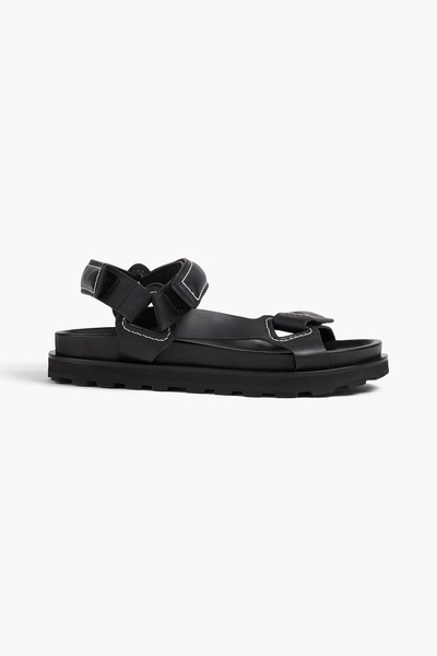 Topstitched leather sandals