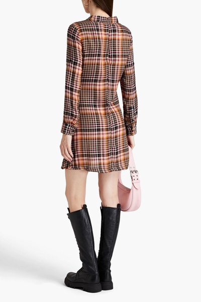 Knotted gingham woven mini shirt dress