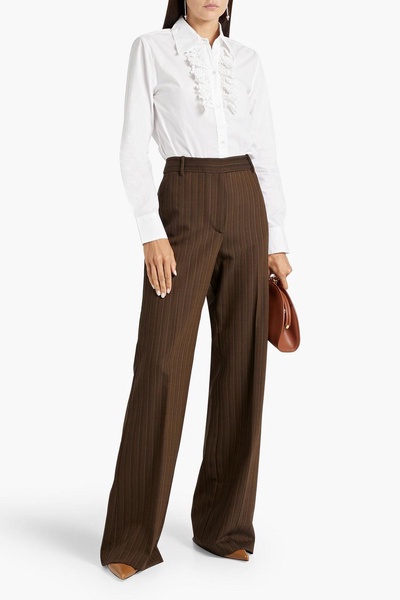 Arielle pinstriped wool-blend twill flared pants