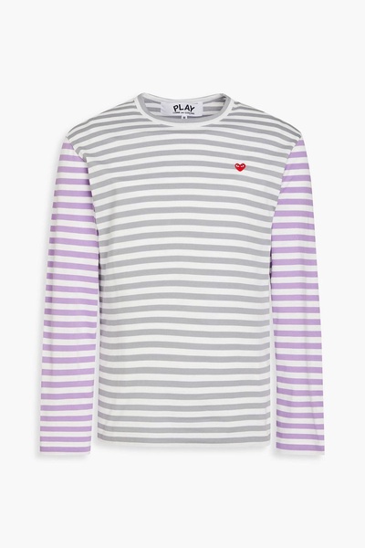 Appliquéd striped cotton-jersey T-shirt