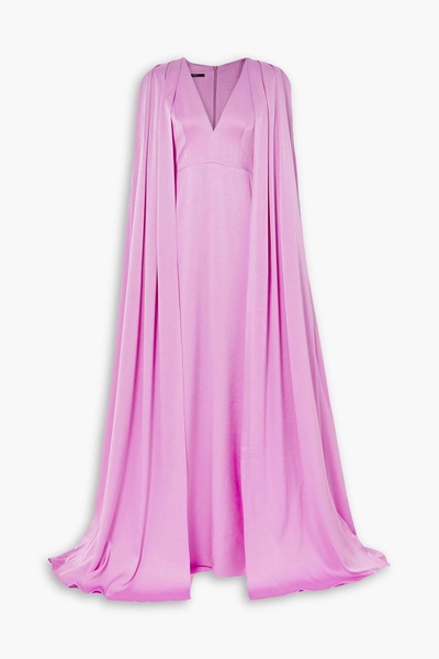 Hudson cape-effect satin-crepe gown