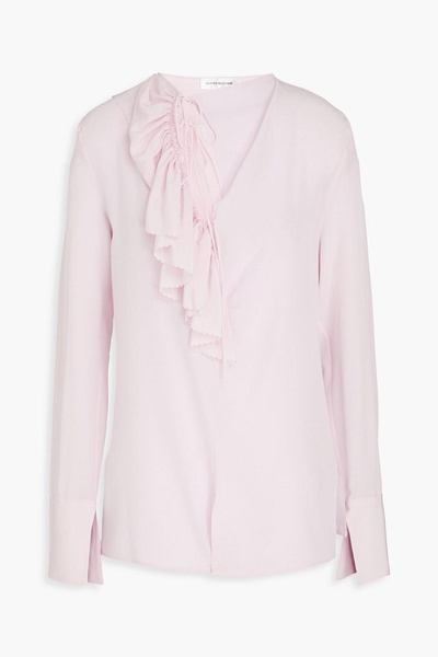 Ruffled silk crepe de chine blouse