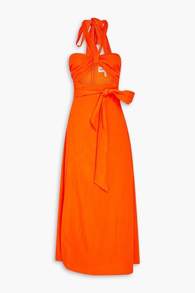 Paula cutout TENCEL™ and linen-blend midi dress