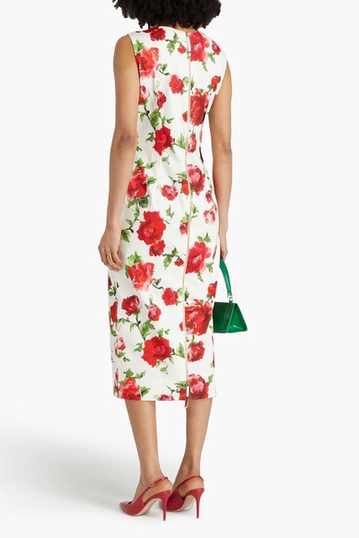 Floral-print cotton-blend twill midi dress