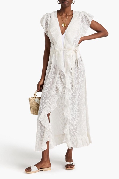 Brianna ruffled embroidered georgette coverup